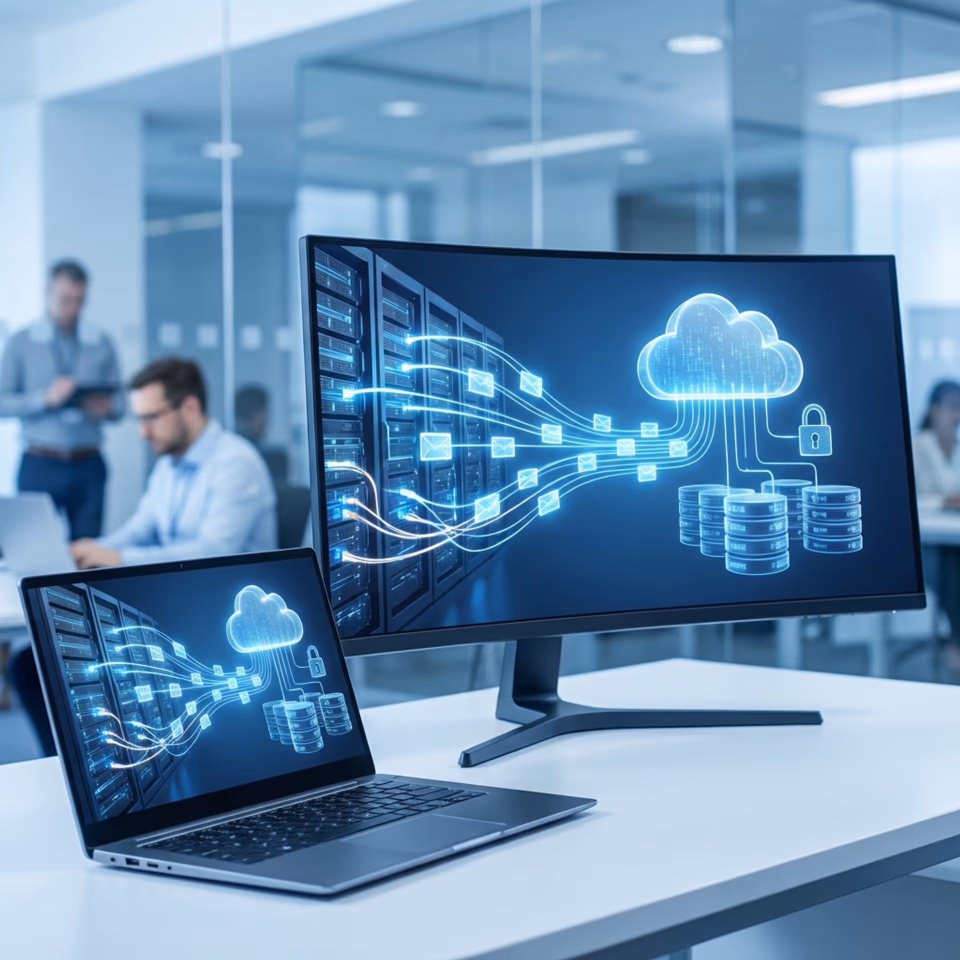 Technician working on computer