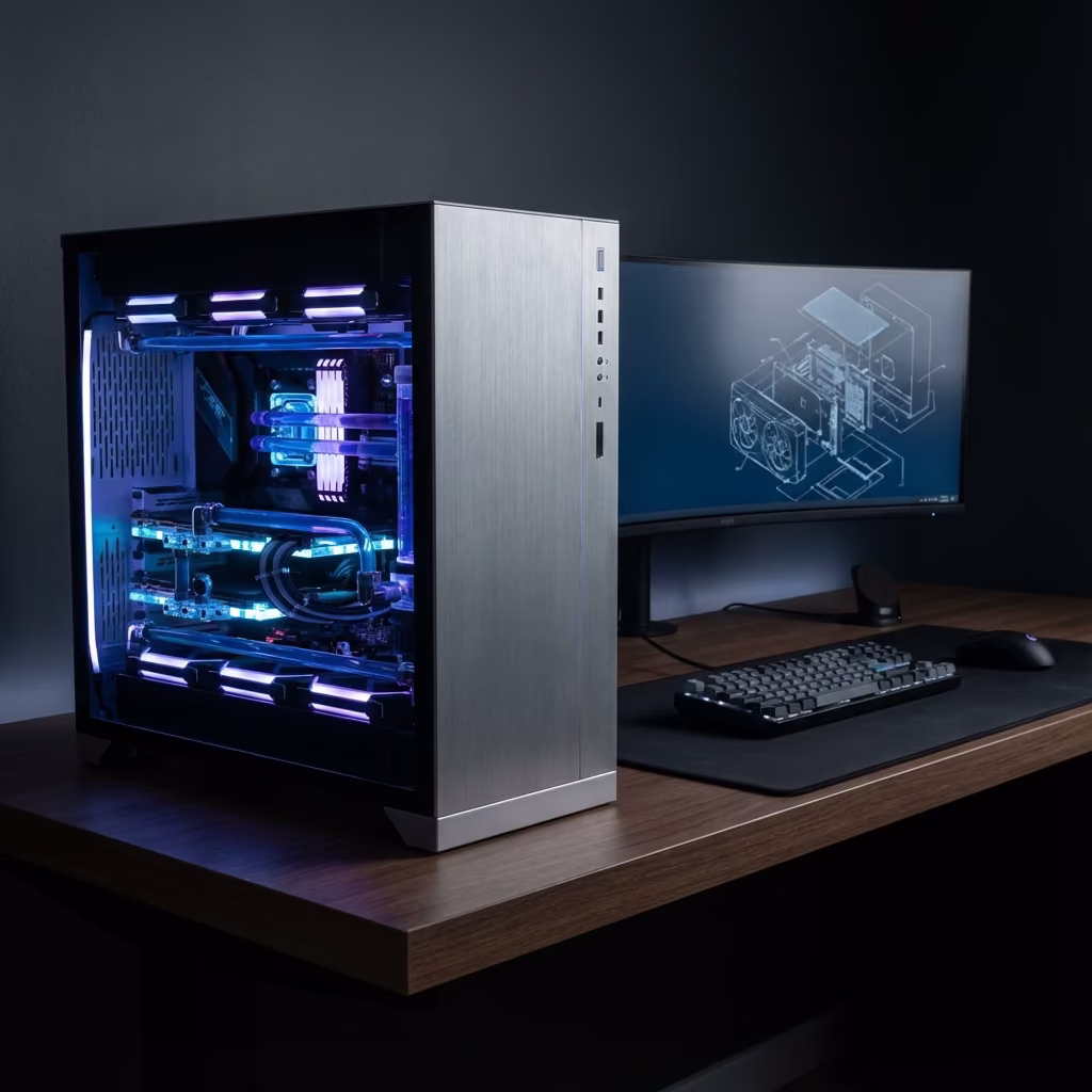 Computer components and repair tools on a workbench