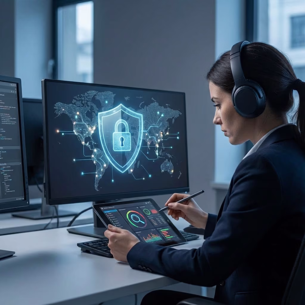 Technician working on computer