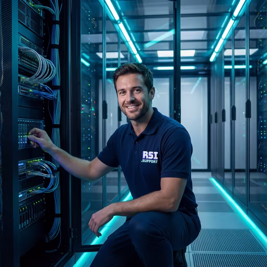 Technician working on computer